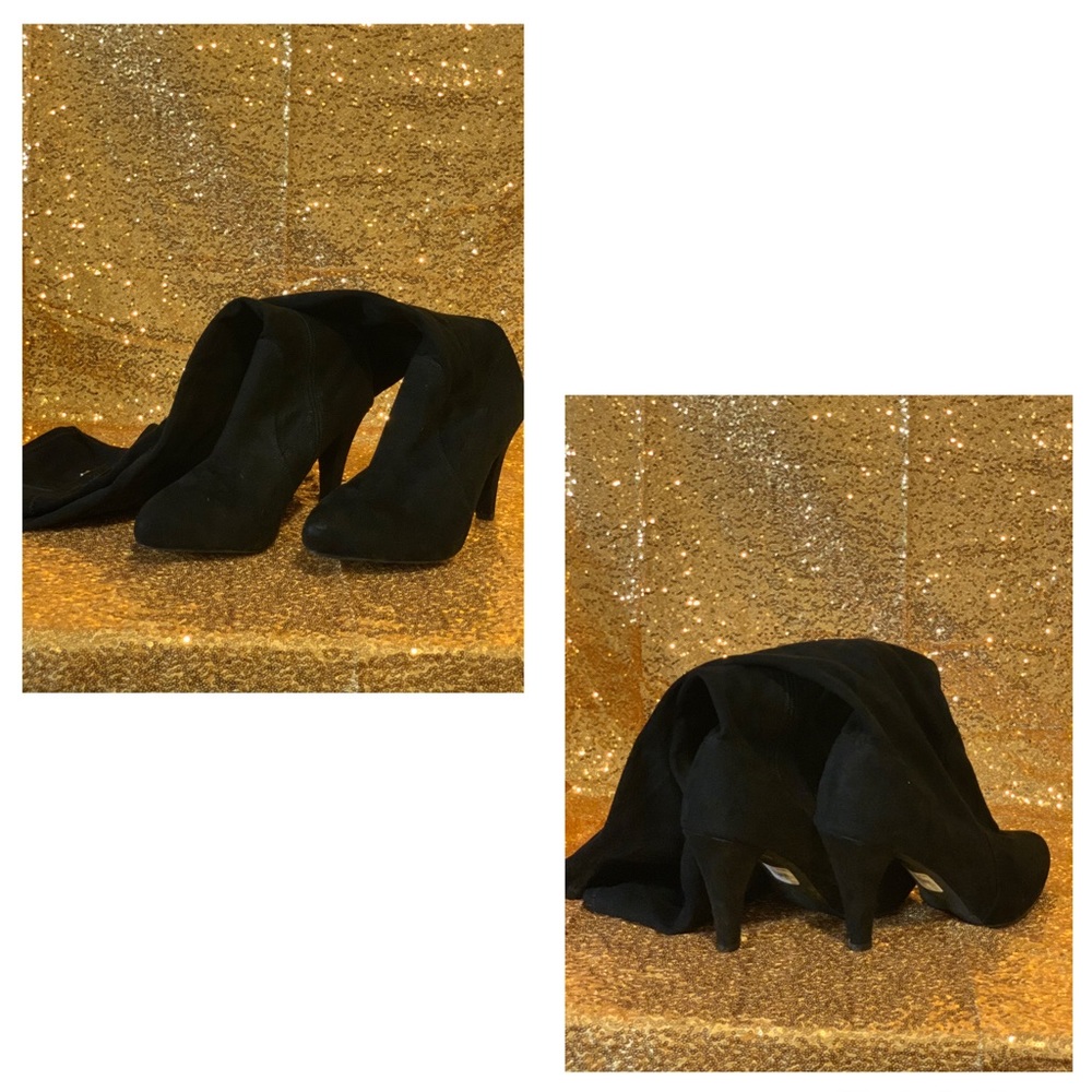 Over the knee suede heel boots